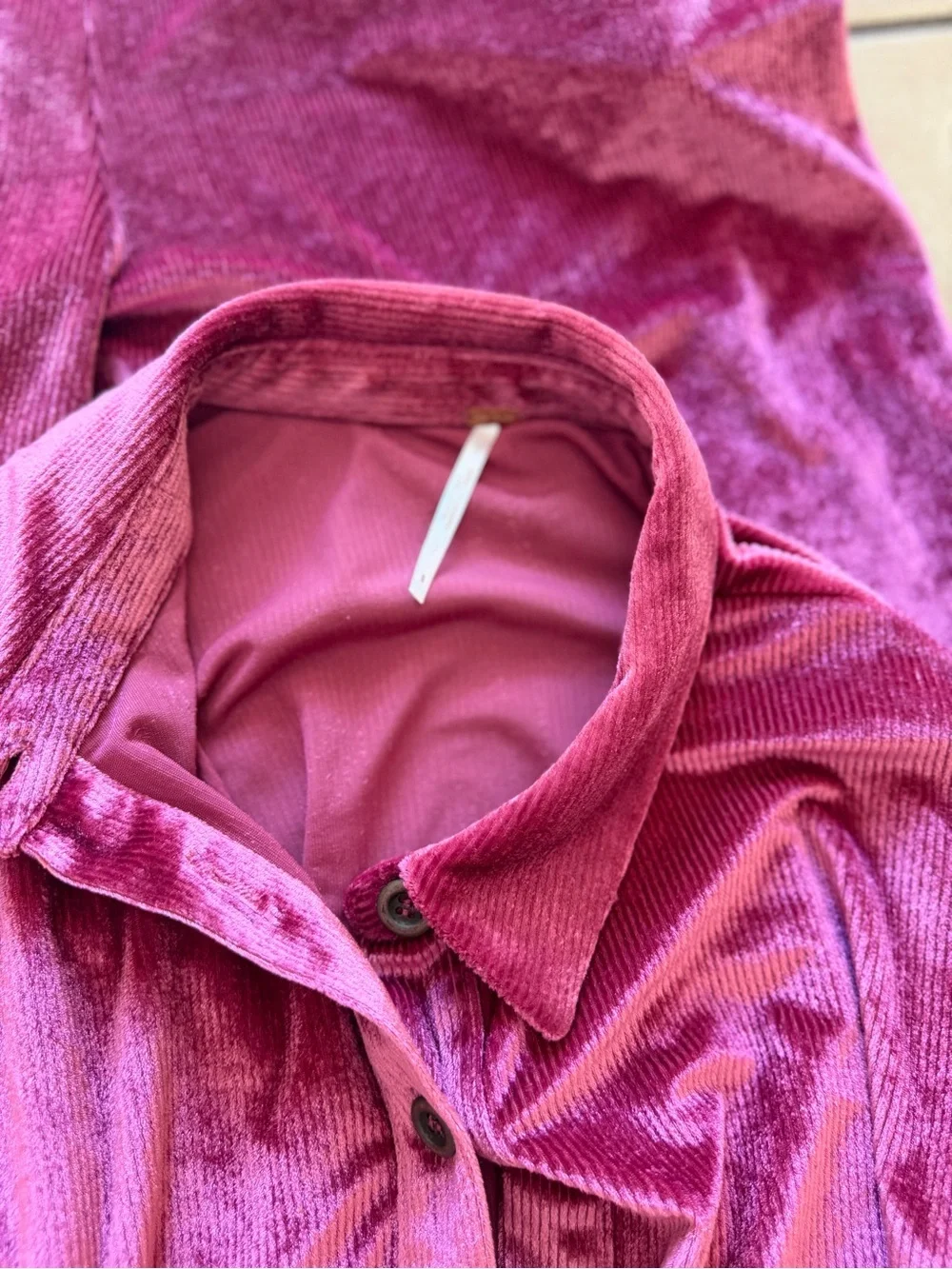 Free People Velvet Corduroy Matching Set Berry Pink Size Small